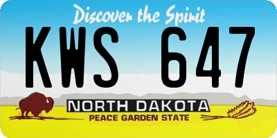ND license plate KWS647