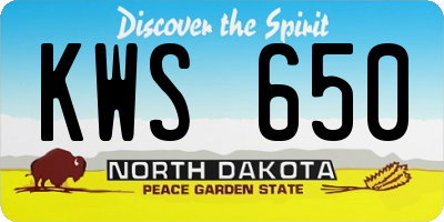 ND license plate KWS650