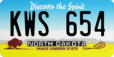 ND license plate KWS654