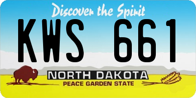 ND license plate KWS661