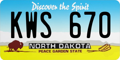 ND license plate KWS670