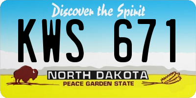 ND license plate KWS671