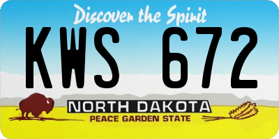 ND license plate KWS672