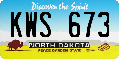 ND license plate KWS673