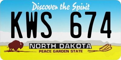 ND license plate KWS674