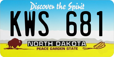 ND license plate KWS681