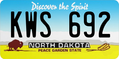 ND license plate KWS692