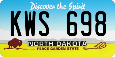 ND license plate KWS698