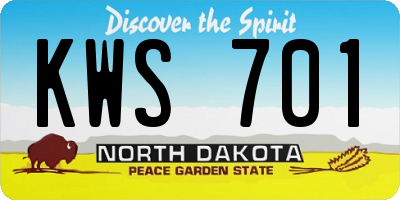 ND license plate KWS701