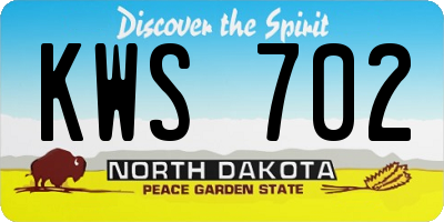 ND license plate KWS702