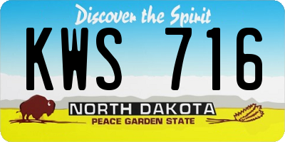 ND license plate KWS716