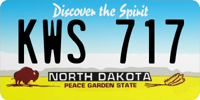 ND license plate KWS717