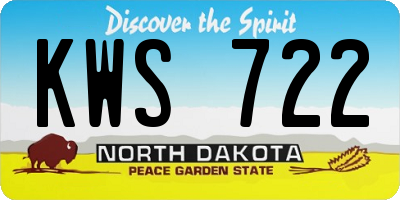 ND license plate KWS722