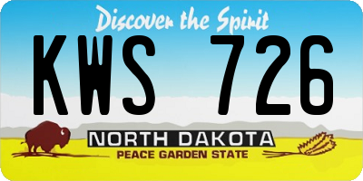 ND license plate KWS726