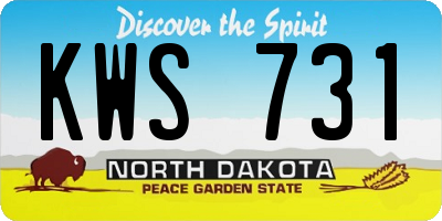 ND license plate KWS731