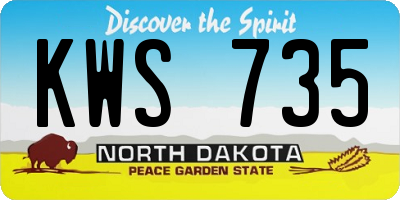 ND license plate KWS735