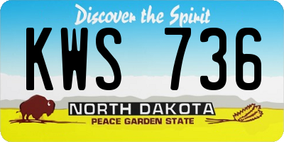 ND license plate KWS736