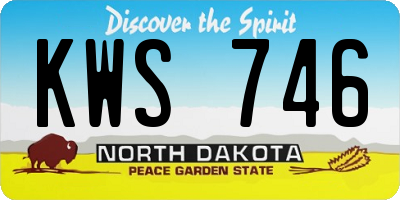 ND license plate KWS746