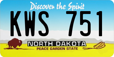 ND license plate KWS751