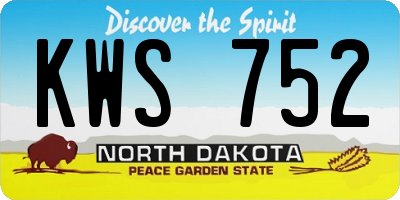 ND license plate KWS752