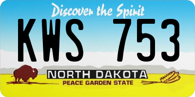 ND license plate KWS753