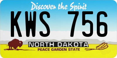 ND license plate KWS756