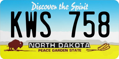 ND license plate KWS758