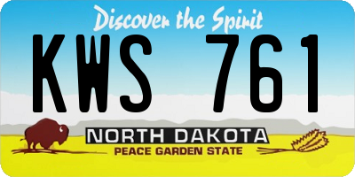 ND license plate KWS761