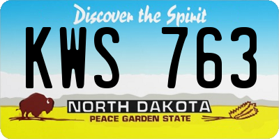 ND license plate KWS763