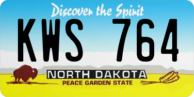 ND license plate KWS764