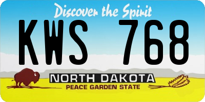 ND license plate KWS768