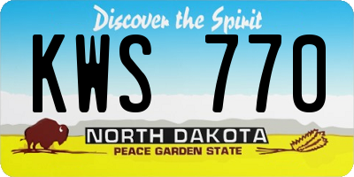 ND license plate KWS770