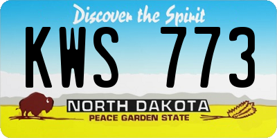 ND license plate KWS773