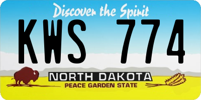 ND license plate KWS774