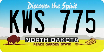 ND license plate KWS775