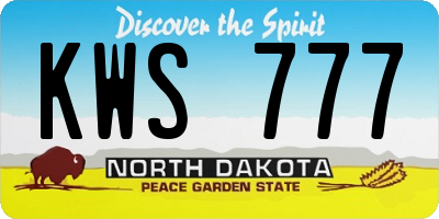 ND license plate KWS777