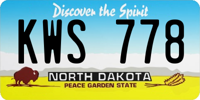 ND license plate KWS778