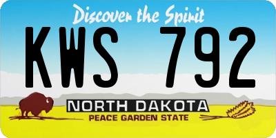 ND license plate KWS792