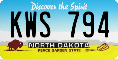 ND license plate KWS794