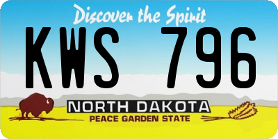 ND license plate KWS796