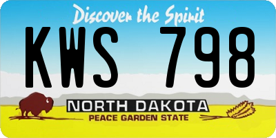 ND license plate KWS798
