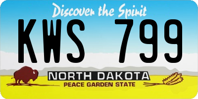 ND license plate KWS799