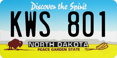 ND license plate KWS801