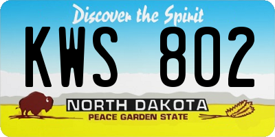 ND license plate KWS802