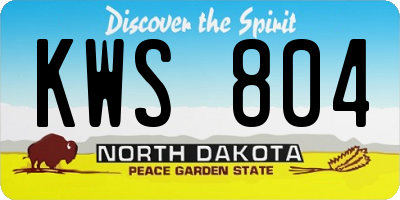 ND license plate KWS804