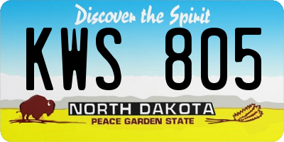 ND license plate KWS805