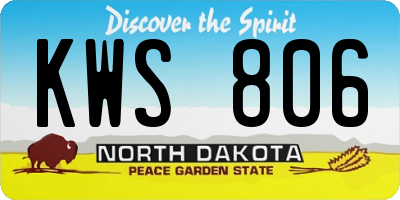 ND license plate KWS806