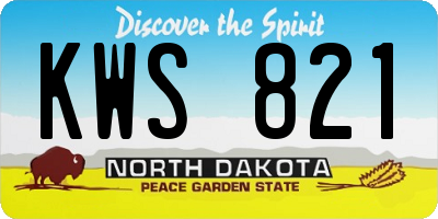 ND license plate KWS821