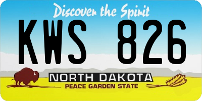 ND license plate KWS826