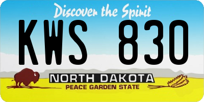 ND license plate KWS830